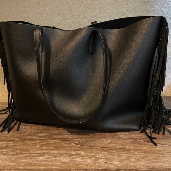 Yves Saint Laurent Handbags - Saint Laurent Leather Fringe Tote Bag